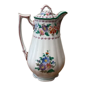 Antique Charles Ahrenfeldt & Sons Saxe Hand Painted Coffee & Tea Pot # 3652 / 1465