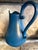 Vintage Farmhouse Portuguese Glazed Terracotta Ewer Blue Pitcher For Sale In Portland, OR - Image 6 of 9