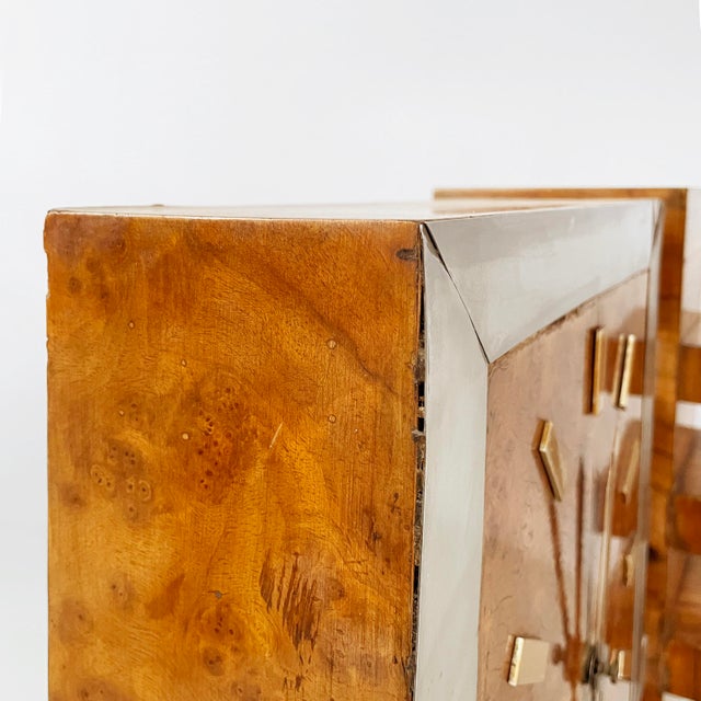 Wood Italian Art Deco Wooden and Metal Table Clock, 1930s For Sale - Image 7 of 15