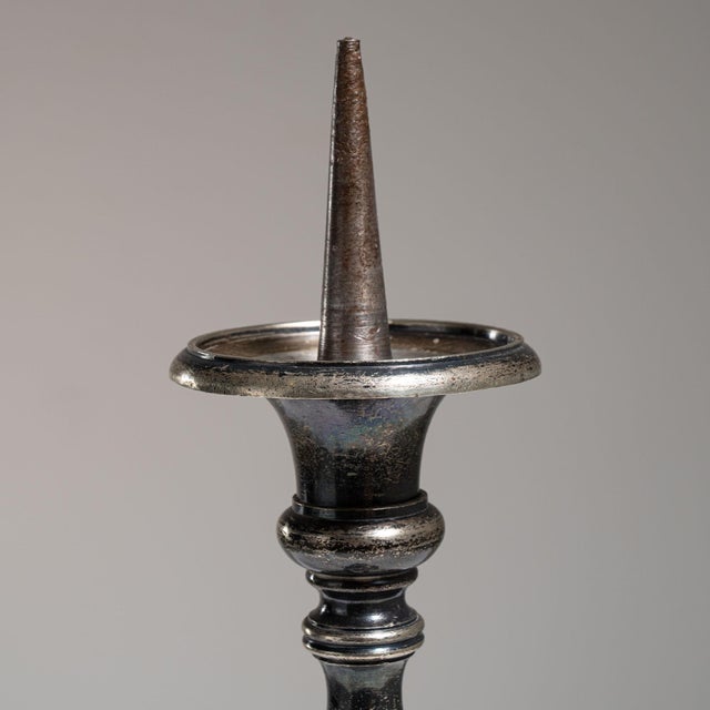 Metal Early 20th Century France Gray Silver Candlestick For Sale - Image 7 of 15