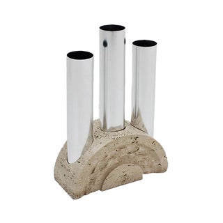 Italian Steel & Travertine Umbrella Rack from Fratelli Mannelli, 1970s For Sale