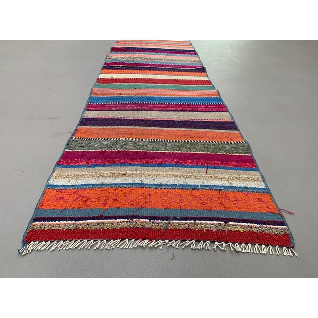 Textile Turkish Narrow Kilim Runner Rug For Sale - Image 7 of 7