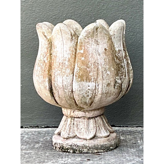 Vintage Patinated Cast Concrete Tulip Planter For Sale - Image 11 of 12