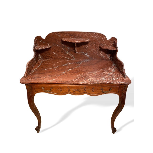 French Marble-Top Washstand Dry Sink With Marble Surround and Shelves For Sale - Image 10 of 10