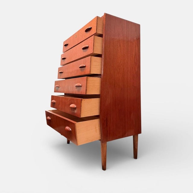 Danish Highboy Dresser with Half-Moon Handle, 1960s For Sale - Image 4 of 8