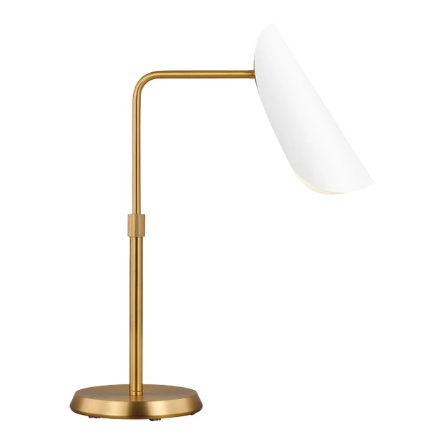 AERIN By Visual Comfort Studio Tresa Task Table Lamp in Matte White and Burnished Brass For Sale