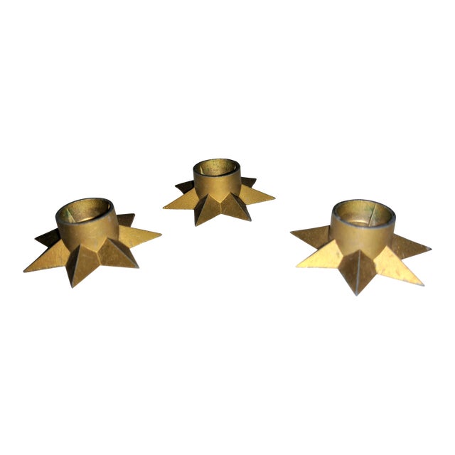 Danish Modern Metal Star Candle Holders Set Of 3 Chairish