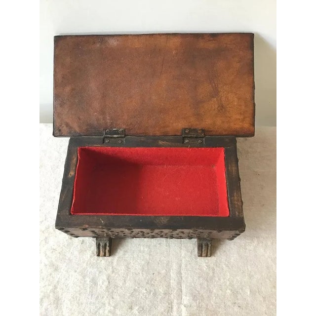 1960s Leather Studded Wood Box For Sale - Image 9 of 10