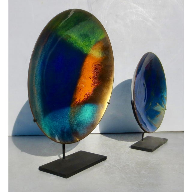 MCM Enamel Trays on Mounts-- A Pair of 2 For Sale In New York - Image 6 of 7