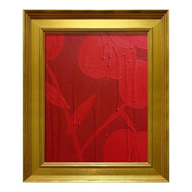 Ron Giusti Mini Royal Orchid Red Vermillion Acrylic Painting For Sale