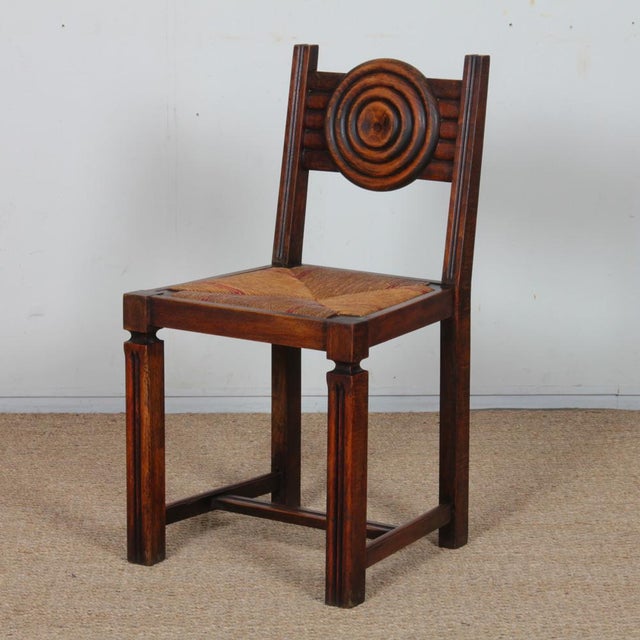 French Straw-Seated Chairs in Wood, 1940, Set of 6 For Sale - Image 3 of 12
