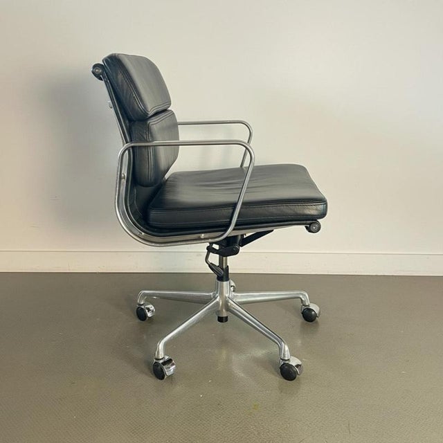 Black Leather Soft Pad Chair by Eames, 1960s For Sale - Image 3 of 7