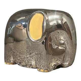 Vintage Mid Century Modern Silver Plated Coin Piggy Bank For Sale