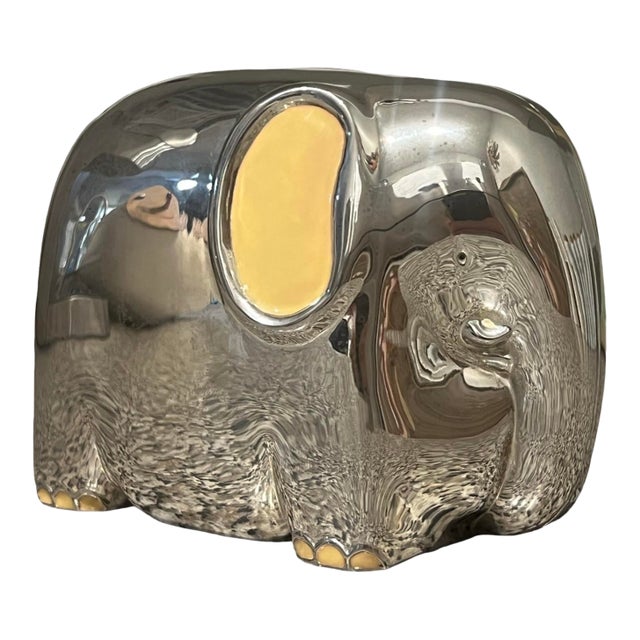 Vintage Mid Century Modern Silver Plated Coin Piggy Bank For Sale