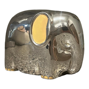 Vintage Mid Century Modern Silver Plated Coin Piggy Bank