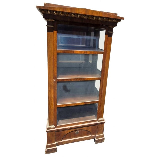 Biedermeier Style Glazed Vitrine (or Display Bookcase). It features classical architectural lines, three-sided glass...
