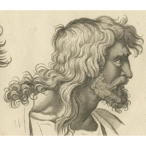 Pigné, Reflective Resilience: Profiles, 1740, Engraving For Sale - Image 3 of 6