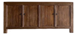 Reclaimed Elm Wood 4 Door Cabinet or Sideboard in Dark Finish