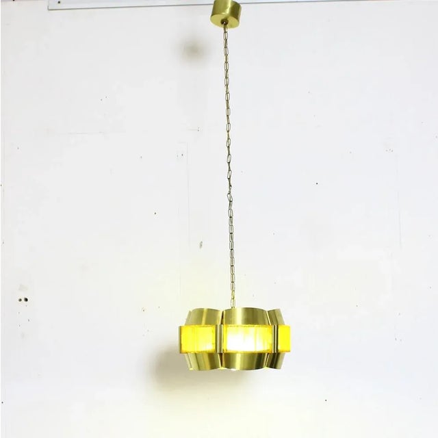 Vintage Brass Pendant by Werner Schou for Coronell Elektro, Denmark, 1960s For Sale - Image 5 of 8