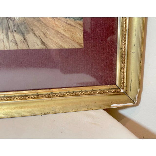 Antique Original Sheep Herder Farmer Landscape Animal Watercolor Painting Art For Sale - Image 9 of 10