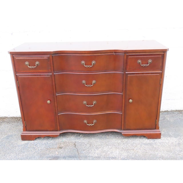 1940s Mahogany Long Credenza Sideboard Media Console 6369 For Sale - Image 9 of 15