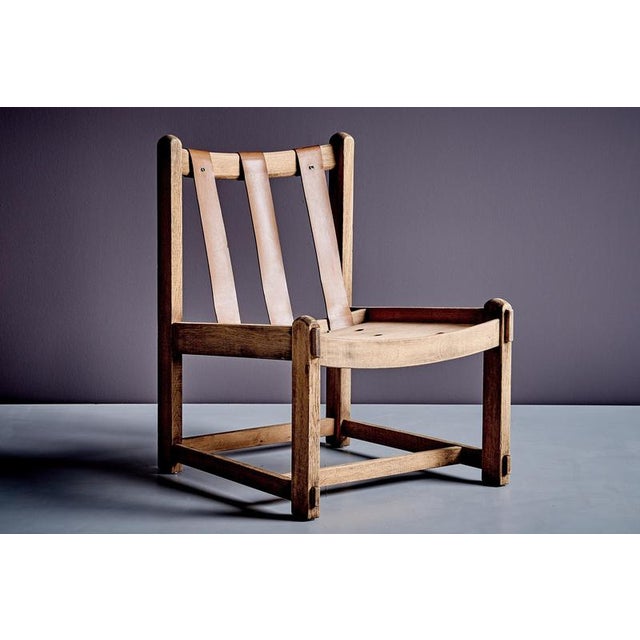 1940s Oak and Aniline Leather Lounge Chair, Germany, 1940s For Sale - Image 5 of 14