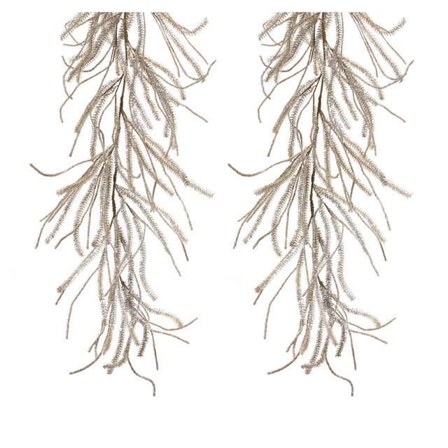 Kenneth Ludwig Chicago Glittered Pine Garland (Set of 2) For Sale - Image 4 of 5
