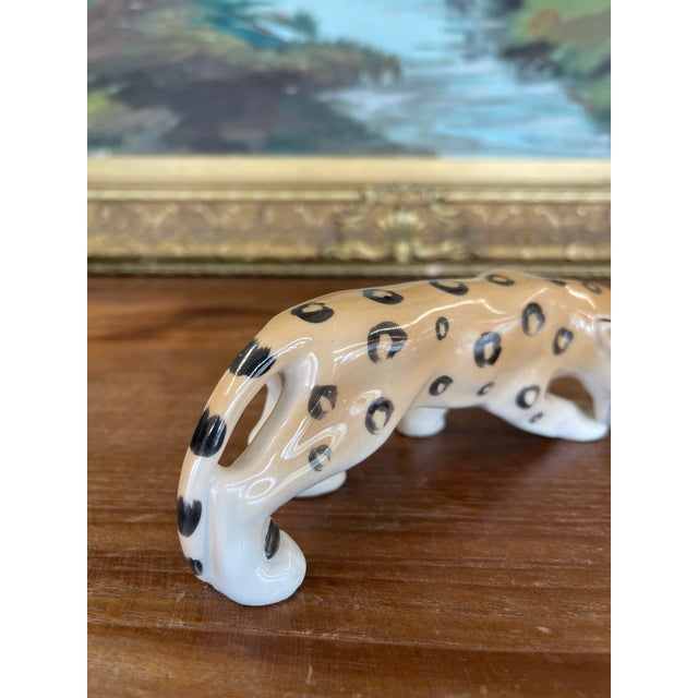 Ceramic Vintage Erphila Germany Porcelain Leopard Figurine With Hand-Painted Details. For Sale - Image 7 of 10