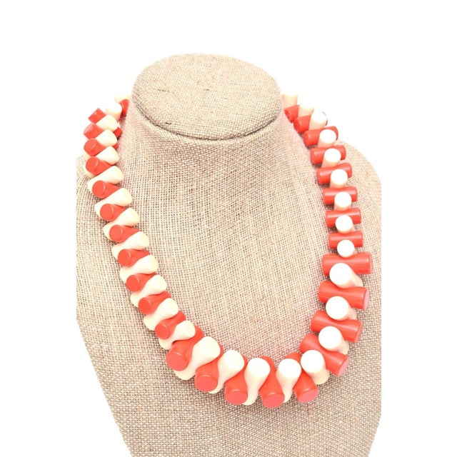1990s French Sculptural Resin Collar Necklace Orange, Off White For Sale - Image 9 of 9