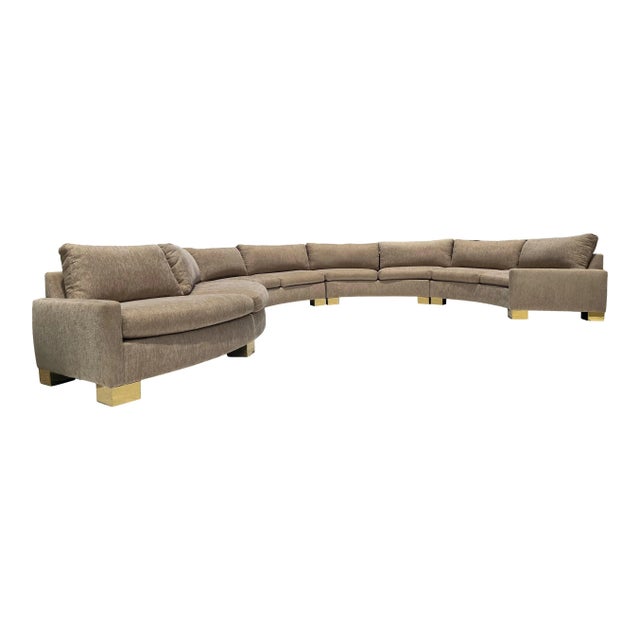 Thayer Coggin 1970s Serpentine Sectional Sofa With Brass Feet For Sale - Image 4 of 10