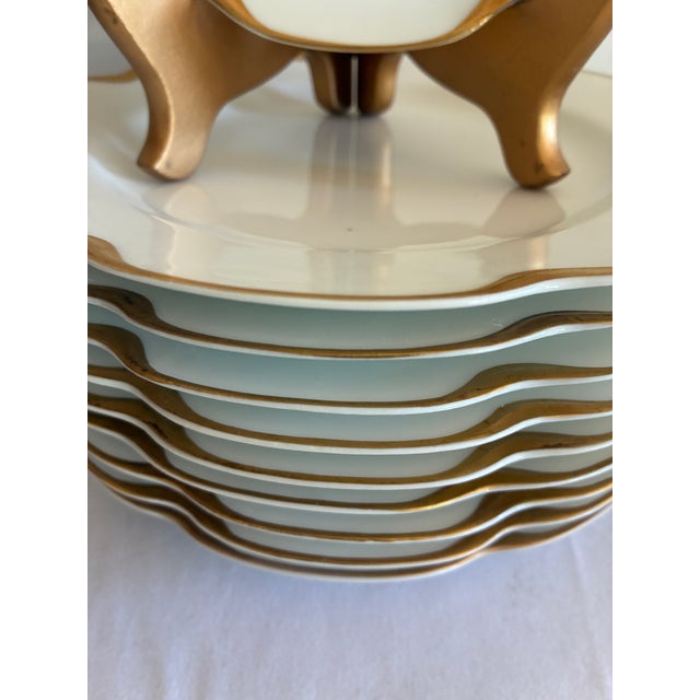 Vintage Haviland & Co. Limoges Gold Scalloped Rim Salad Plates, Set of 10, France For Sale - Image 10 of 13