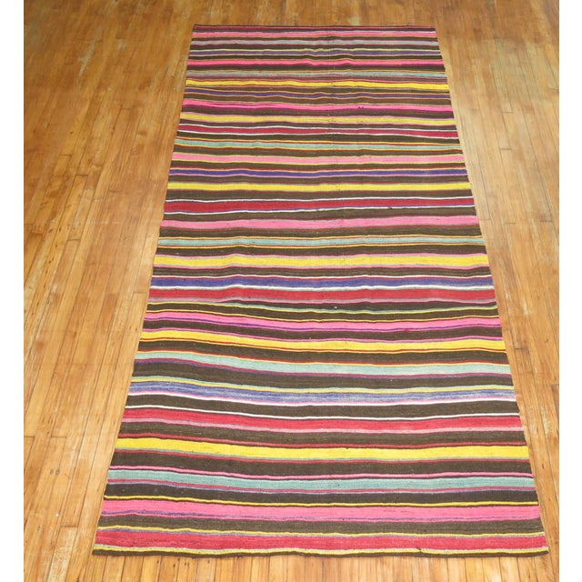 Mid 20th Century Vintage Turkish Kilim Gallery Runner For Sale - Image 5 of 6