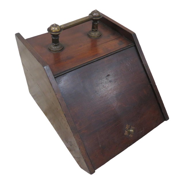 Vintage Coal Hod or Coal Scuttle With Metal Lined Removable Interior For Sale