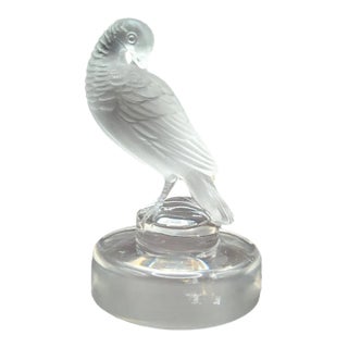 Vinatge Lalique France Signed Turtledove Crystal Figurine For Sale
