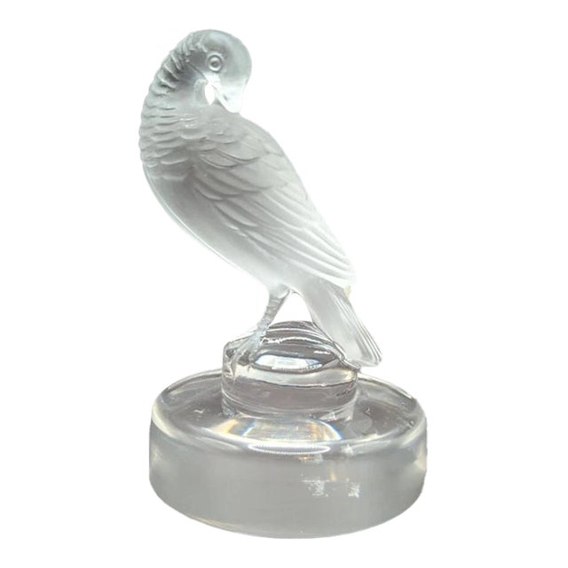 Vinatge Lalique France Signed Turtledove Crystal Figurine For Sale