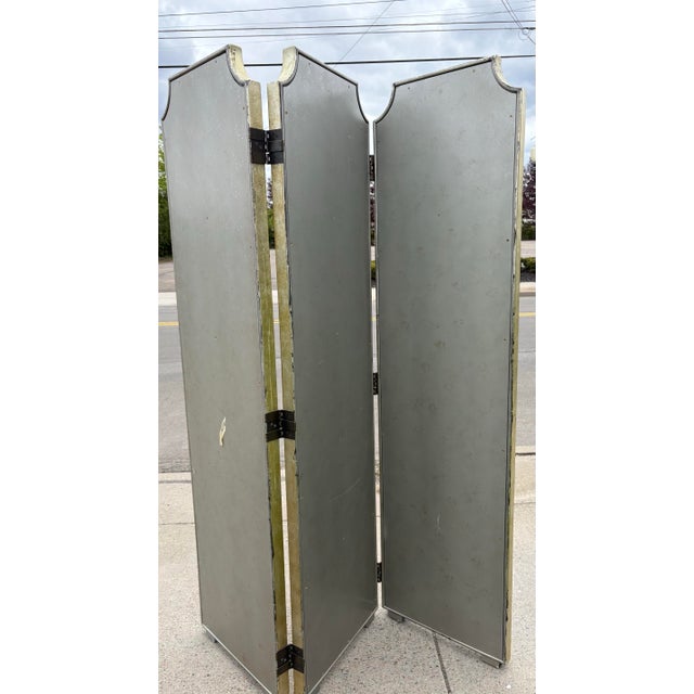 Vintage Regency Inspired Antique Mirrored Folding Screen For Sale - Image 9 of 10