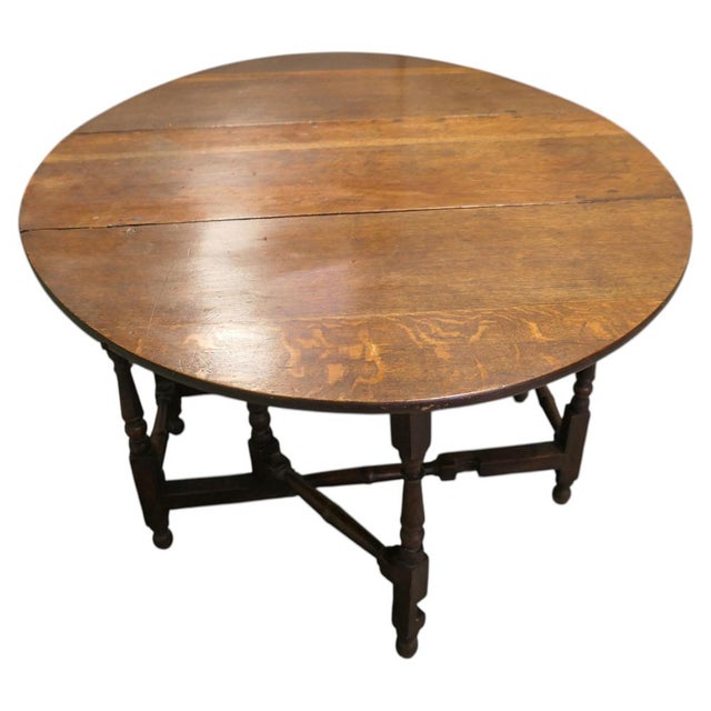 Brown Georgian Oak Gate Leg Table with Drawer For Sale - Image 8 of 8