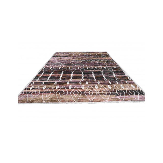 Mid-Century Modern Pink & Brown Large Modern Wool Rug For Sale - Image 3 of 9