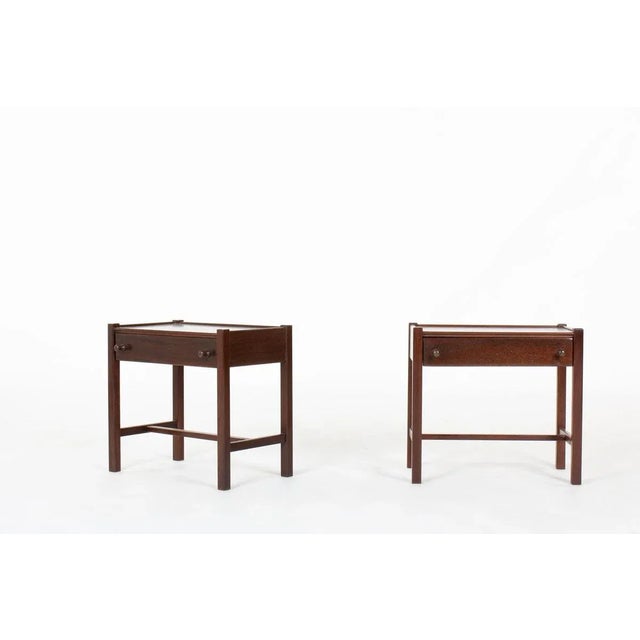 French Mahogany Bedside Tables by Jacques Hauville for Roche Bobois, 1950s, Set of 2 For Sale - Image 10 of 10