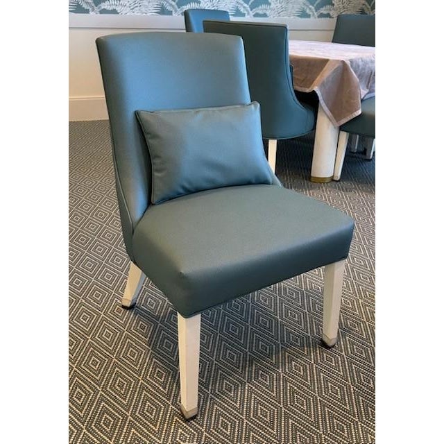 Modern Tuxedo Upholstered Dining Chairs For Sale - Image 3 of 6
