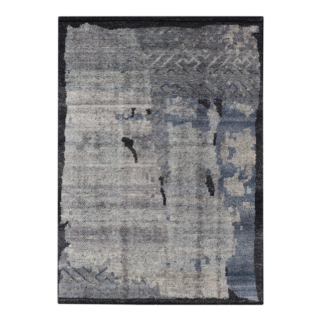 Modern Abstract Area Rug in Dark Neutrals, All-Over Minimal Design For Sale