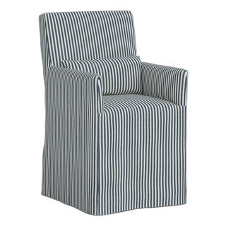 Stoffer Home x Cloth & Company Slipcover for Lindy Dining Armchair in Jane Stripe Denim For Sale