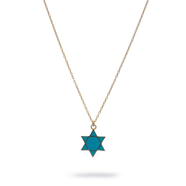 Contemporary Divine Shield Star of David Blue Enamel Necklace For Sale - Image 3 of 9