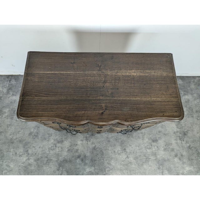 Rustic Louis XV Neo-Rustic Oak Crossbow Chest of Drawers For Sale - Image 3 of 5
