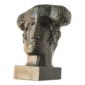 Vintage Brutalist Figural Bust Sculpture in Dark Bronze-Tone Finish