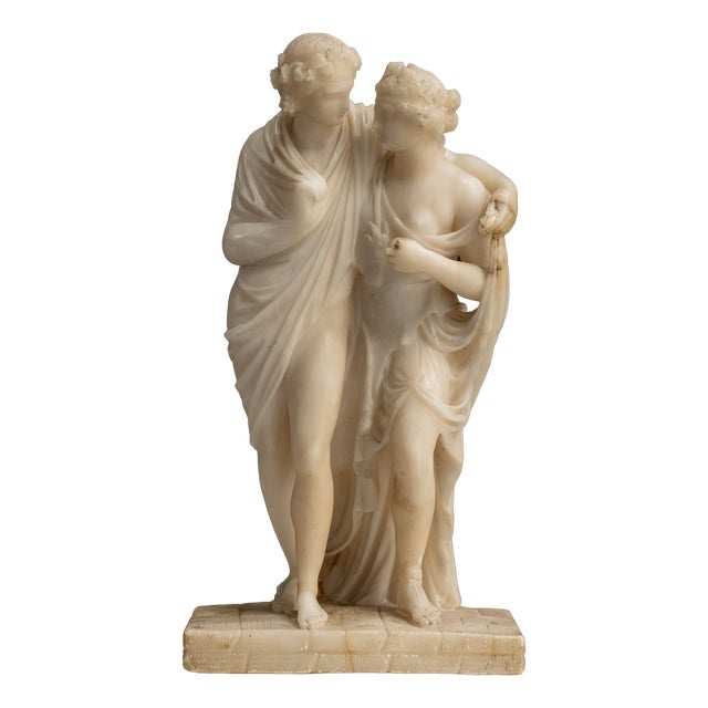 Sculpture of Bacchus and Ariadne, Late 19th-Early 20th Century, White Marble For Sale