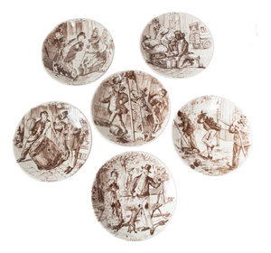 La Rue Plates from Sarreguemines, 1920, Set of 6