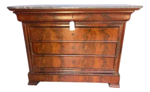 19th Century Louis Philippe Mahogany Commode With Grey Marble Top