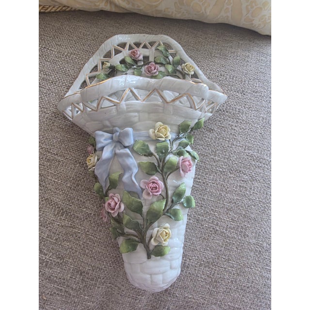 1930s Large Antique German Wall Pocket Vase From Dresden For Sale - Image 5 of 8