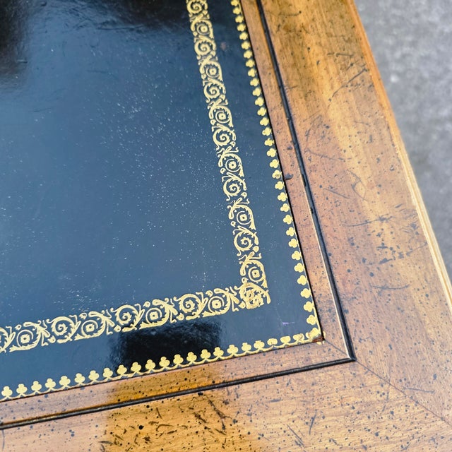 Vintage Hollywood Regency Sligh Lowry Leather Top Writing Desk For Sale - Image 13 of 14